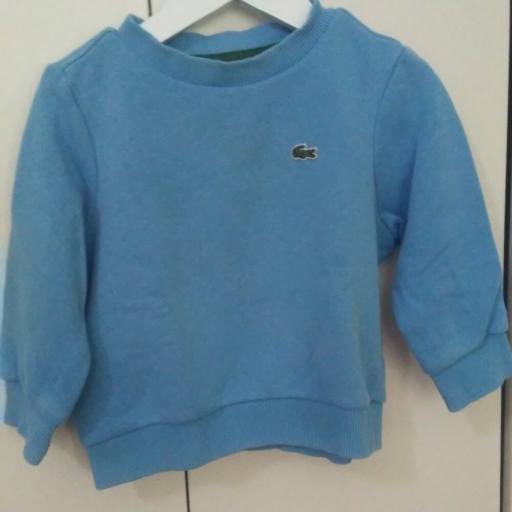 Lacoste boys Organic Cotton Flannel Sweatshirt Argentine Blue